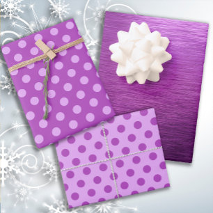 Metaalachtige Paarse Bes Tint Dot Kerstmis Inpakpapier Vel