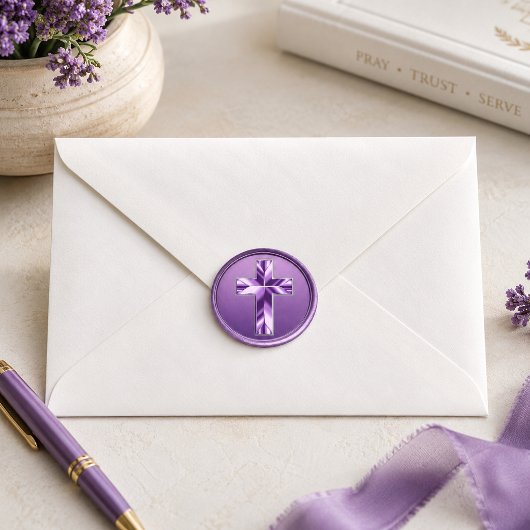Metaalachtige Paarse Kruis Envelope Zegel