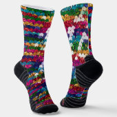 Metaalachtige Pailletten Glitter Abstract Pixel Pa Sokken (Gebogen)