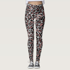 Metaalachtige Roos Gold en zwarte luipaarden op wi Leggings