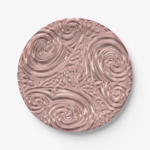 Metaalachtige roos goud roze art nouveau papieren bordje