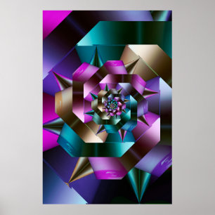 Metaalachtige Spiraal Fractal Poster