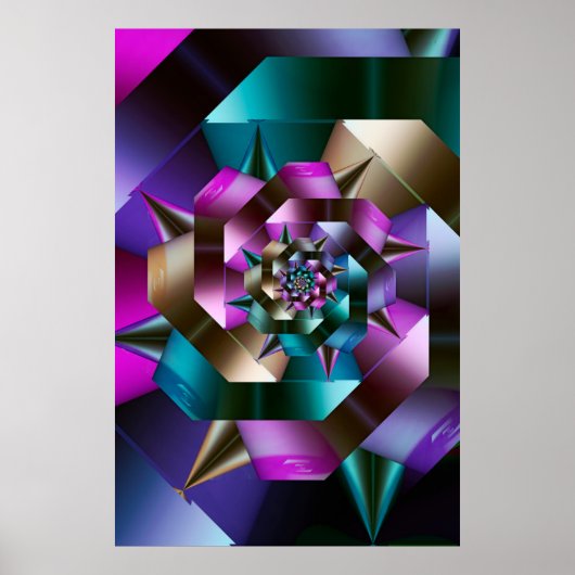 Metaalachtige Spiraal Fractal Poster (Voorkant)