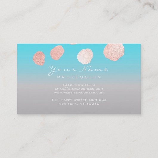 Metaalachtige Stippen Roze Roze Grijze Blauwe Ther Visitekaartje (Achterkant)