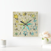 metaalachtige zeesterren geprägde textuur koel zoe vierkante klok (Huis)