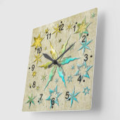 metaalachtige zeesterren geprägde textuur koel zoe vierkante klok (Hoek)