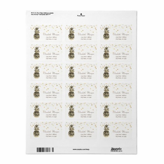 Metaalanas, wit, Faux Gold Foil Confetti Etiket (Full Sheet)