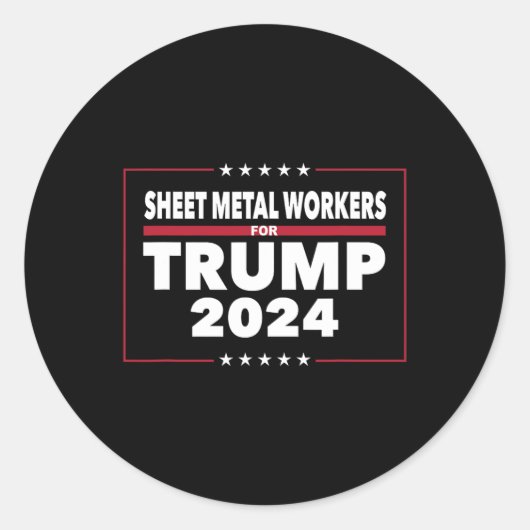 Metaalarbeiders voor Trump 2024 President Republik Ronde Sticker (Voorkant)