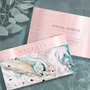 Metaalband op Waterverf Abstract Roos Gold ID803 Visitekaartje