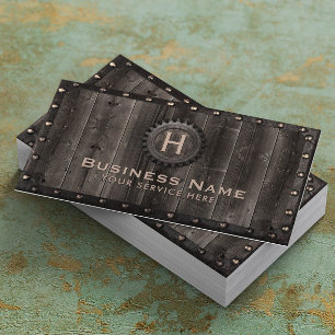 metaalbedrukt monogram legant Barn Wood Visitekaartje
