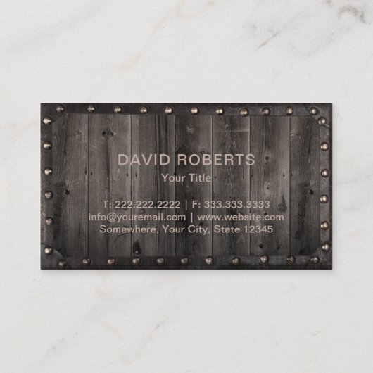  metaalbedrukt monogram legant Barn Wood Visitekaartje (Achterkant)