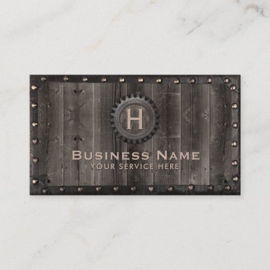  metaalbedrukt monogram legant Barn Wood Visitekaartje (Voorkant)