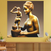 Metaalbeelden van een kleine en grote vrouw. canvas afdruk (Insitu (Woonkamer))