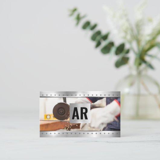 Metaalbewerker in de productie | Metalen klinknage Visitekaartje (Staand voorkant)