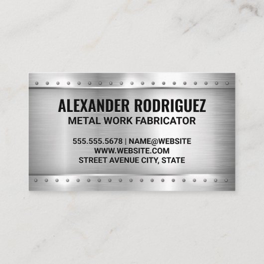 Metaalbewerker in de productie | Metalen klinknage Visitekaartje (Achterkant)
