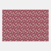 Metaalbladeren en sneeuwvlokken op rood, blauw, zw inpakpapier vel (Voorkant)