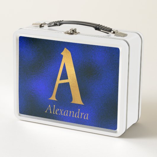 Metaalblauw en goudmonogram A (Voorkant)