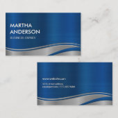 Metaalblauw grijs geborsteld industrieel visitekaartje (Voorkant / Achterkant)