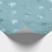 Metaalblauw kerstontbijtpatroon cadeaupapier (Hoek)