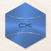 Metaalblauw met zilveraccentpapier onderzetter (Voorkant)