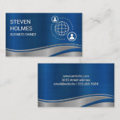 Metaalblauw | Netwerkcommunicatie Visitekaartje (Voorkant / Achterkant)