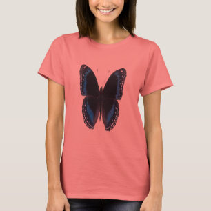 Metaalblauw-op-zwarte vlinder, ringer t-shirt