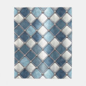 Metaalblauwe diamant - Geometrisch industrieel Fleece Deken (Voorkant)