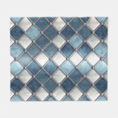 Metaalblauwe diamant - Geometrisch industrieel Fleece Deken (Voorkant (Horizontaal))