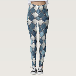 Metaalblauwe diamant - Geometrisch industrieel Leggings