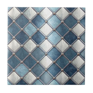 Metaalblauwe diamant - Geometrisch industrieel Tegeltje