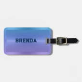 Metaalblauwe en paarse achtergrond bagagelabel (Voorkant horizontaal)