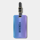 Metaalblauwe en paarse achtergrond bagagelabel (Voorkant verticaal)