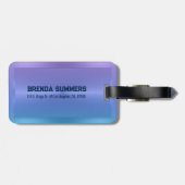 Metaalblauwe en paarse achtergrond bagagelabel (Achterkant horizontaal)