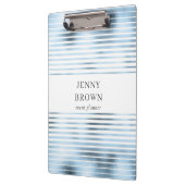 Metaalblauwe folie streepjes monogram klembord (Links)