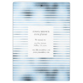 Metaalblauwe folie streepjes monogram klembord (Achterkant)