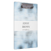 Metaalblauwe folie streepjes monogram klembord (Rechts)