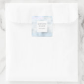 Metaalblauwe folie strepen elegant monogram vierkante sticker (Tas)