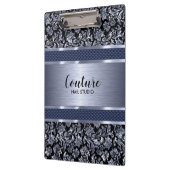 Metaalblauwe lichtblauwe dampen en geborsteld staa klembord (Links)