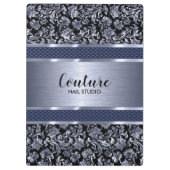 Metaalblauwe lichtblauwe dampen en geborsteld staa klembord (Achterkant)