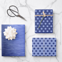 Metaalblauwe Stip Kerst Inpakpapier Vellen