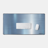 Metaalblauwe textuur minimalistisch, monogram bureaumat (Keyboard & Muis)