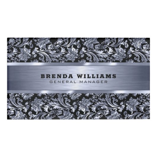 Metaalblauwe tintdampen en geborsteld aluminium naambadge (Voorkant)