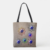 Metaalbloemen op glitter tote bag (Achterkant)
