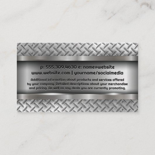 Metaalborstel | Bord van diamanten Visitekaartje (Achterkant)