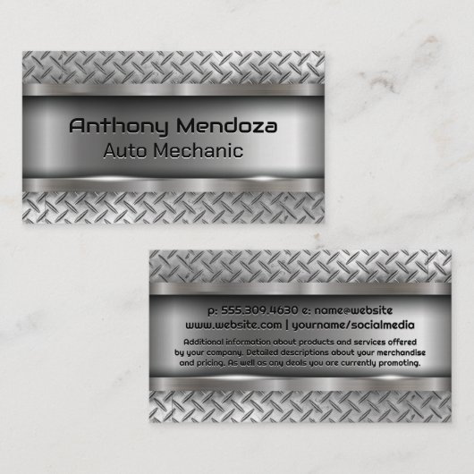 Metaalborstel | Bord van diamanten Visitekaartje (Voorkant / Achterkant)