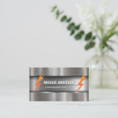 Metaalborstel | Elektrische stekker Logo Visitekaartje (Staand voorkant)