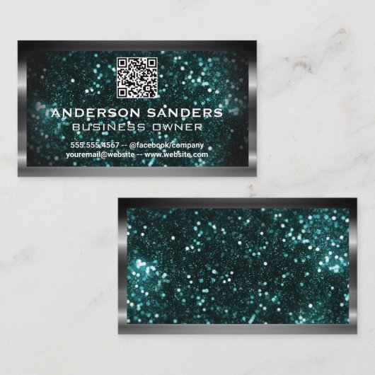 Metaalborstel | Glitter | QR-code Visitekaartje (Voorkant / Achterkant)