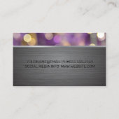 Metaalborstel | Paarse Bokeh-lichten Visitekaartje (Achterkant)
