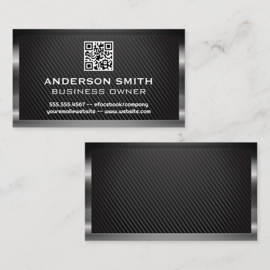 Metaalborstel | QR-code | Koolstofvezel Visitekaartje (Voorkant / Achterkant)