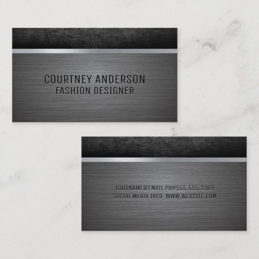 Metaalborstel | Scratering van metalen Visitekaartje (Voorkant / Achterkant)